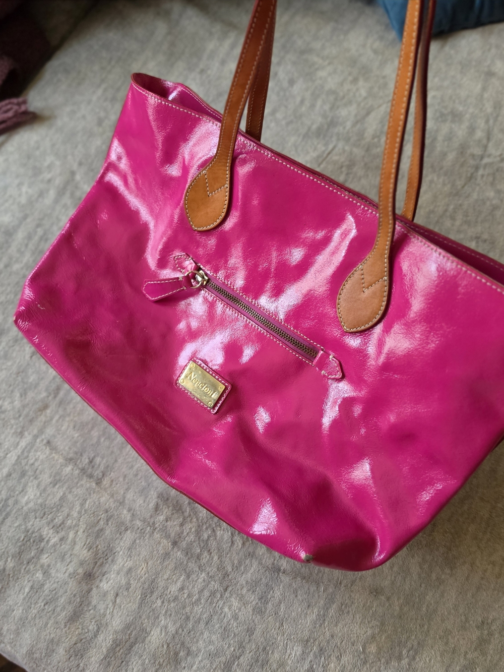 Nencioni Firenze patent leather tote bag fuchsia pink